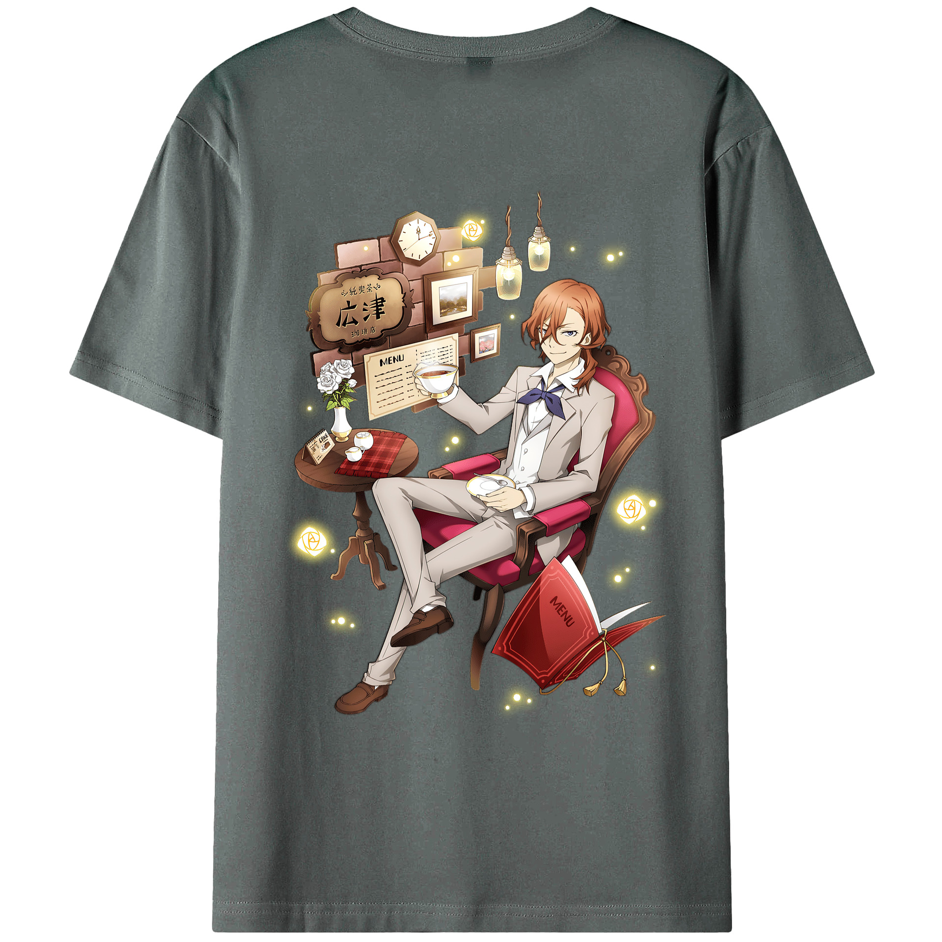 （画像用） 文豪ストレイドッグス Bungo Stray Dogs 綿100％ メンズ半袖Tシャツ（バックプリント） 通気性